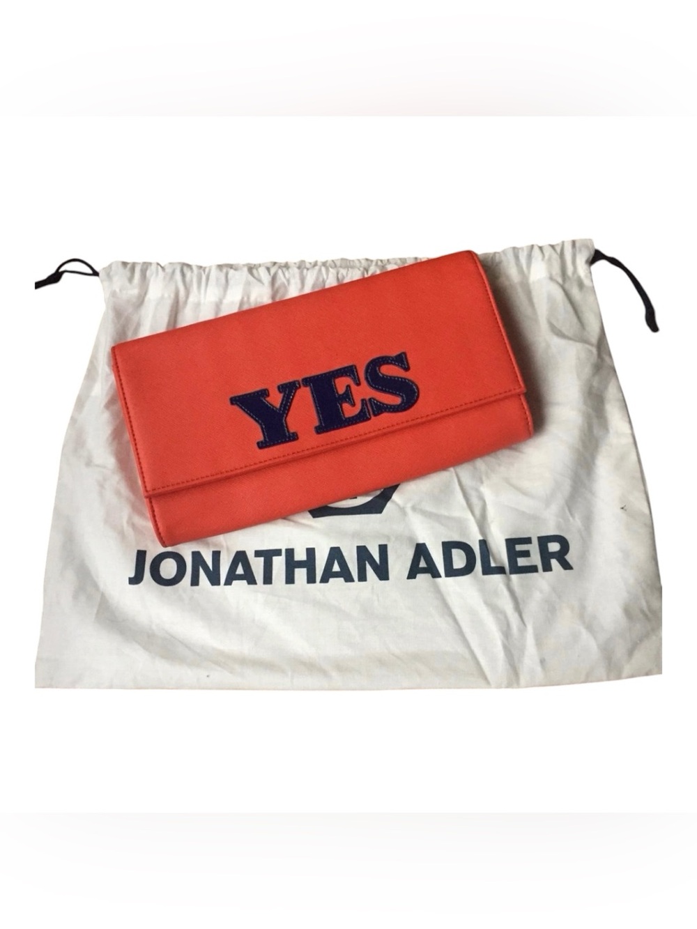 Jonathan Adler YES NO Oversized Leather Envelope Clutch Coral